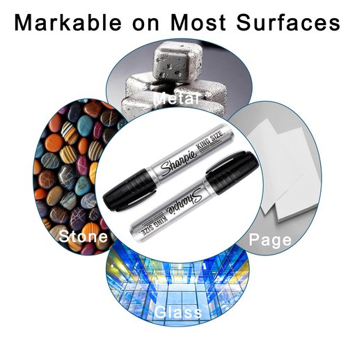 QZSGYTH Permanent Markers,24Pack King Size Black Permanent Markers Smooth Writing, Quick-Waterproof,Long-Lasting