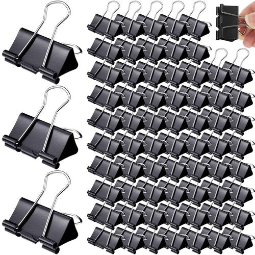 Yexiya 600 Pcs Medium Binder Clips Paper Clips Office Supplies Paper Clamps for Teachers Students School Office Business Paperwork Supplies (Black, 1.25 Inch)