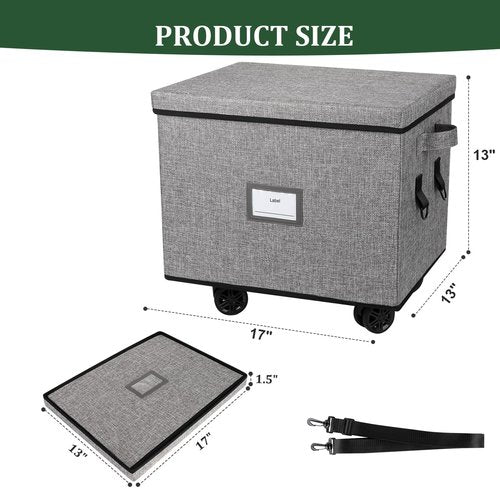 Portable Rolling File Box with Handles, Collapsible Rolling Filing Cabinet Document Box for Home Office, Rolling File Cart Mobile Wheels Storage Filing Box for Legal & Letter Size