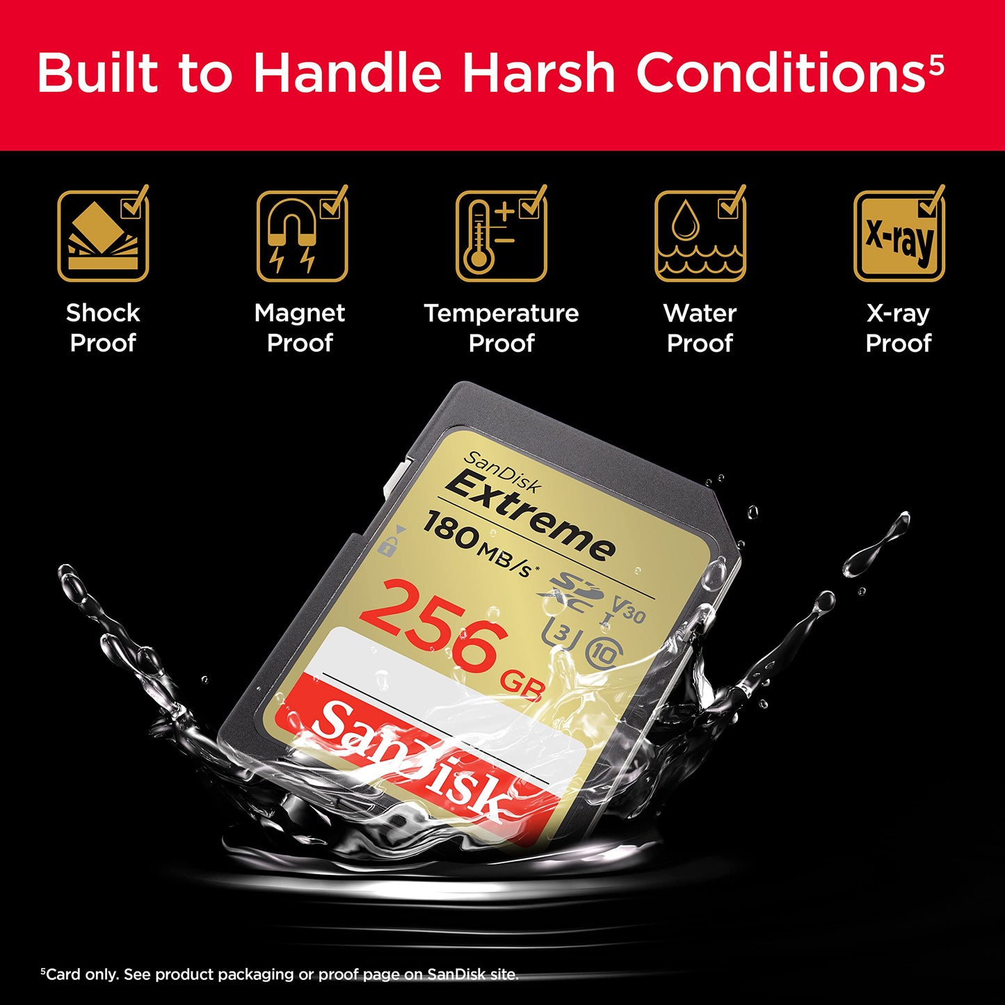 SANDISK 256GB Extreme SDXC UHS-I Memory Card - C10, U3, V30, 4K, UHD, SD Card - SDSDXVV-256G-GNCIN