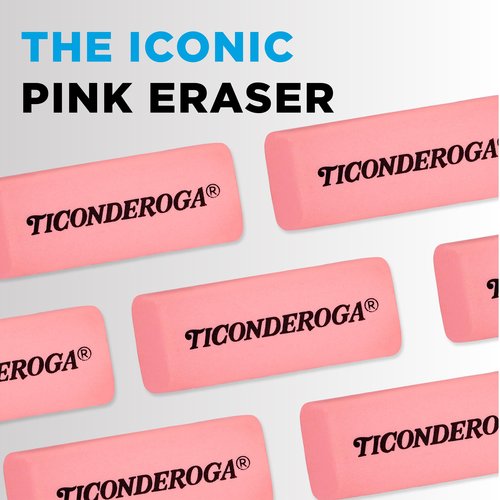 Ticonderoga Wedge Erasers, Pink, 5 Count