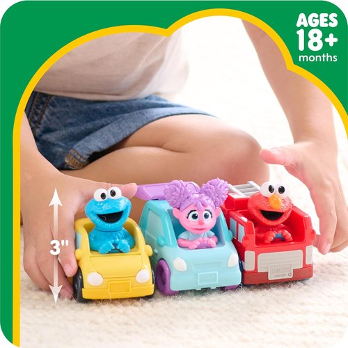 Just Play Sesame Street Twist and Pop Wheelies - 3-Pack Preschool Toy Vehicles for Kids Ages 2+