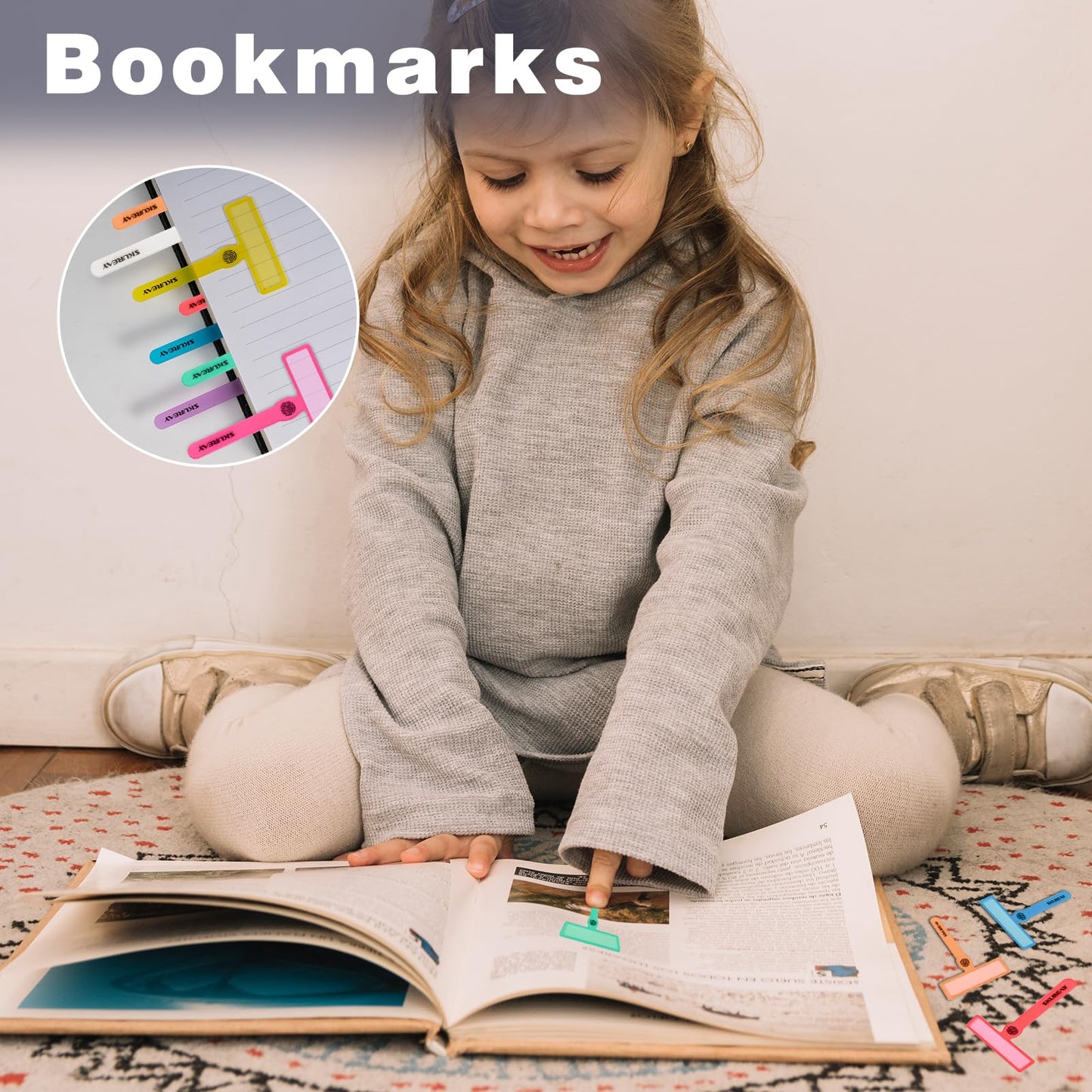 Guided Reading Strips, Dyslexia Tools for Kids, Colorful Text Overlays for Early Readers, ADHD Finger Trackers Highlight (24 PCS)