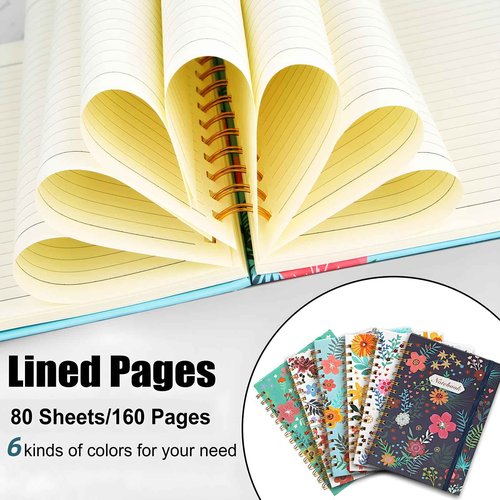 Coopay 12 Pack A5 Spiral Notebook Journal for Women, College Ruled Composition Notebooks Hardcover Spiral Journal, Cute Blooming Floral, Office School Business Supplies, 8.3" x 5.5", 160 Page