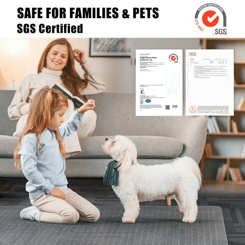 Chair Mat for Carpet, QQpony 50" x 60" Office Chair Mat for Carpeted Floors, Heavy Duty Rolling Computer Desk Mat with Grips, Hard Floor Protector Mat for Home (Clear)