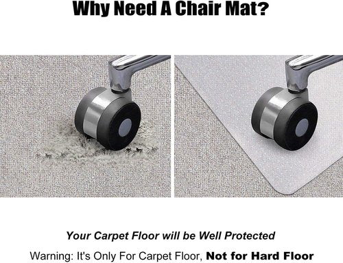 Kuyal Desk Chair Mat - 36'' x 48'' Transparent Rectangle for Carpet | Easy Glide Floor Protection