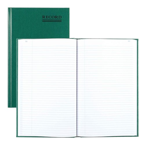 National Emerald Series Record Book, Canvas Hard Cover, Perfect Binding, 12.125" x 7.5", 500 Numbered Pages, Green (56151)