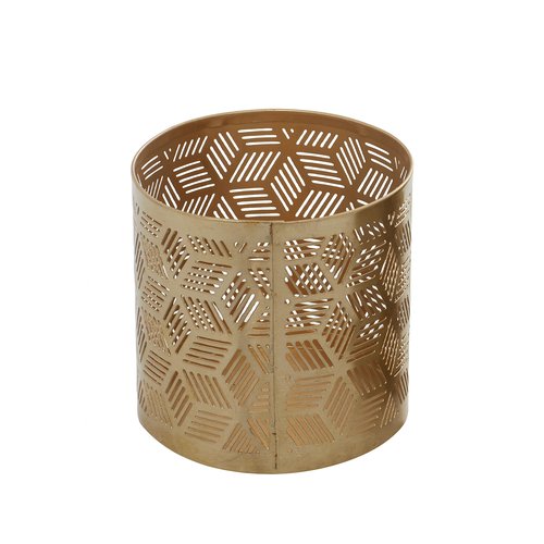 Deco 79 Metal Geometric Pencil Cup with Laser Carved Design, 4" x 4" x 4", Gold