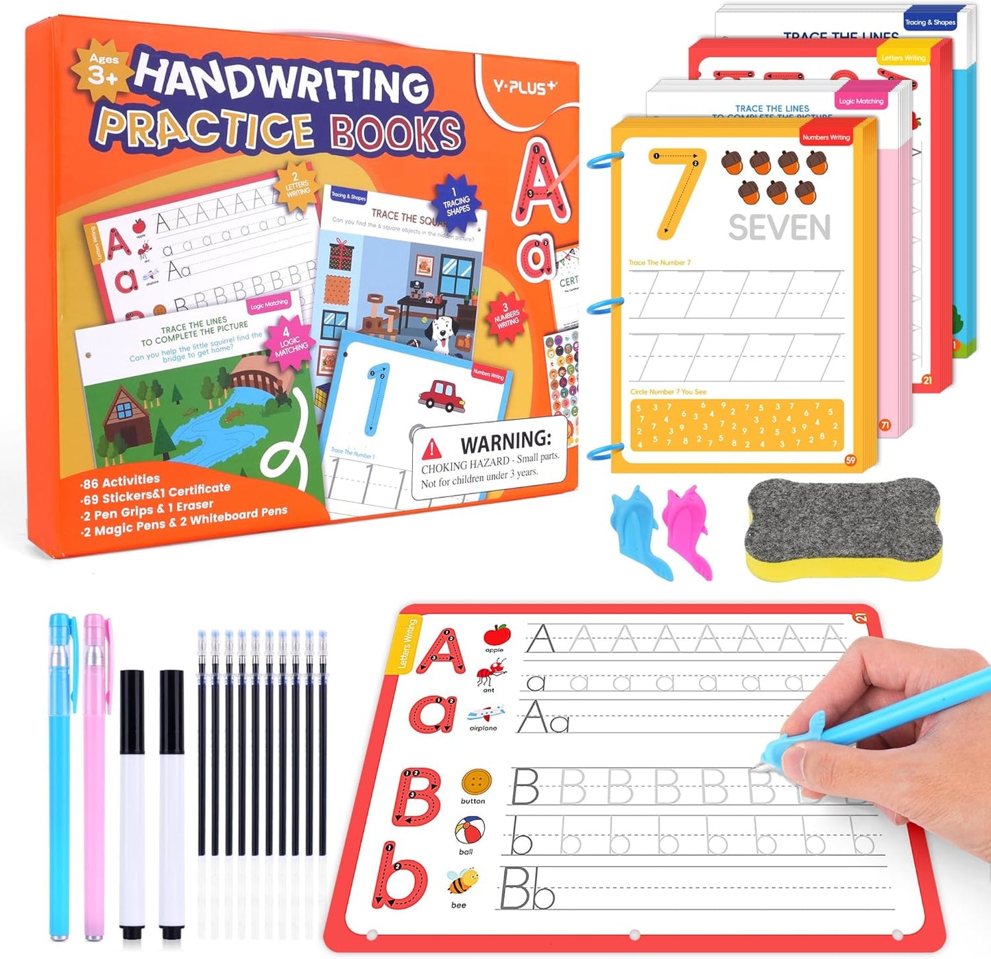 YPLUS Reusable Handwriting Practice Books for Kids 5-8 | Magic Writing Set - Ideal Montessori Learning Toy