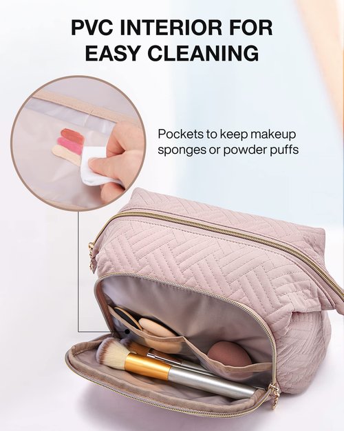 Laptop Sleeve with Travel Makeup Bag, BAGSMART Laptop Carrying Case and Cosmetic Bag Make Up Organizer Case Compatible with 13-13.3 inch Notebook,