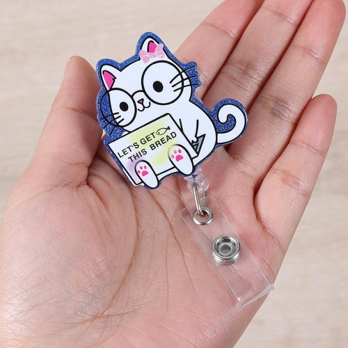Let's Get This Bread Badge Reel - Cute Cat Retractable ID Holder for Nurses & Teachers | Perfect Gift