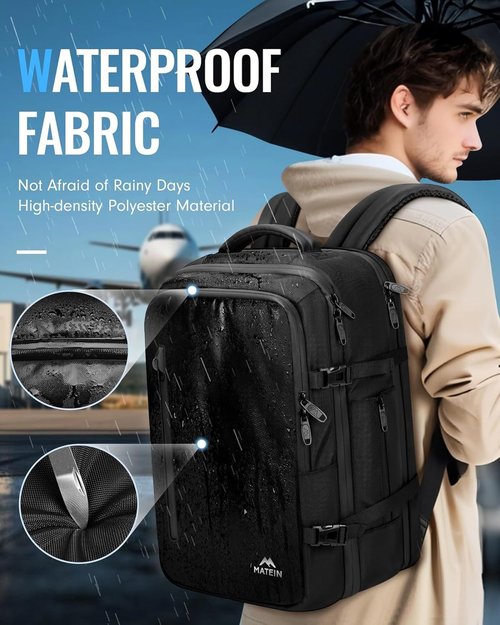 MATEIN Vacuum Backpack - Waterproof Underseat Carry-On with Compression Pump | Fits 17-Inch Laptop, Black