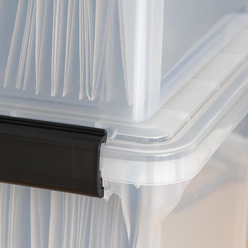 IRIS USA Plastic File Letter/Legal, Water Resistant Document Box, Durable Lid, Seal w/Secure Latching Buckles, Stackable, Nestable, WeatherPro - 1 Pack, Clear