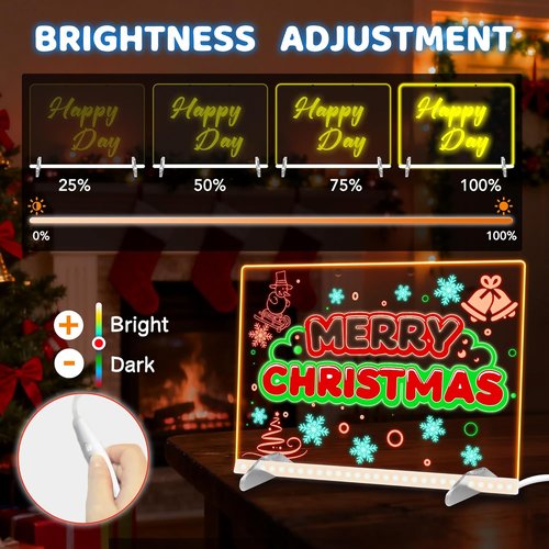 LED Drawing Board - 13.7'' x 10'' Doodle Glow Board with 4 Modes & 7 Colors | Perfect Christmas Gift