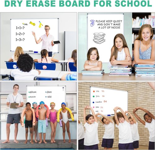 H-Qprobd Large Magnetic Dry Erase Whiteboard - 4' x 3' with Pen Tray, Markers, Erasers & Magnets