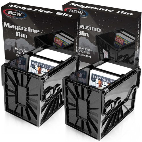 BCW Magazine Document & Comic Book Storage Bins | Durable Magazine Bin | Magazine Storage Box for Sorting and Organizing | Heavy Duty & Stackable Plastic - Fits all Comics (2 Pack)