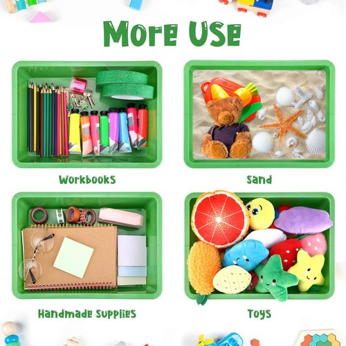 Hoteam 18 Pcs Flat Storage Organizer Bins Letter Size Paper Tray Classroom Storage Plastic Art Trays Classroom Pencil Organizer Baskets for School Office Teacher Book Organization(Green)