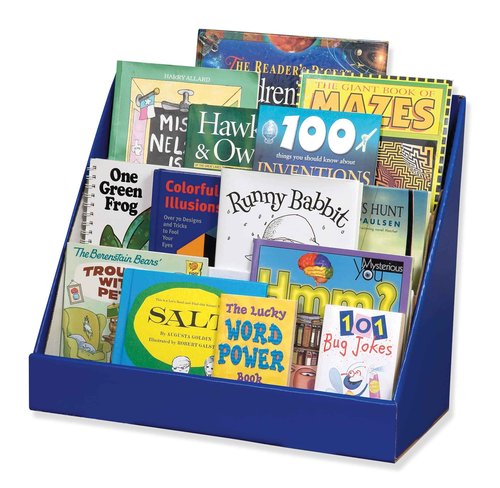 Classroom Keepers Sturdy Cardboard Book Shelf, 3-Tiered, Blue, 17" H x 20" W x 10" D, 1 Unit