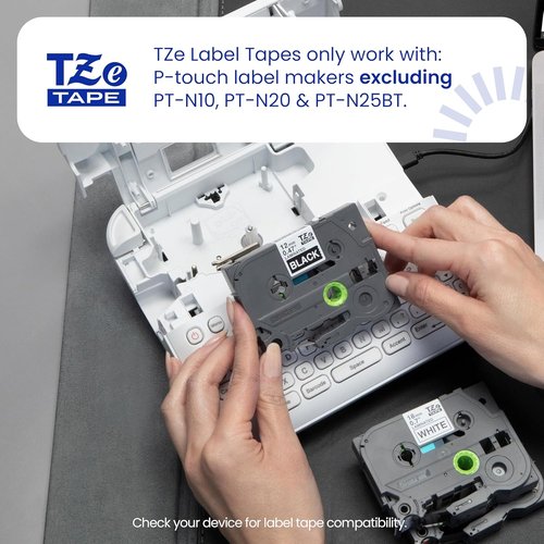Brother Genuine P-Touch TZe Black Print on Blue Label Tape - Laminated, 1in x 26.2ft, Durable & Water-Resistant