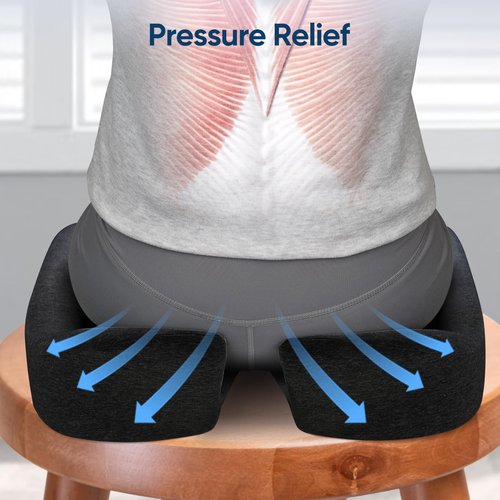 EVECOZY Gel Seat Cushions for Office Chairs Tailbone Pain Relief/Pressure Relief/Sciatica Pain, Memory Foam Breathable Chair Cushions for Back Pain/Butt Pillow Fits Computer Chair/Car/Wheelchair