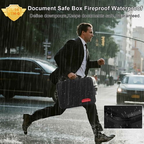 NPCNPC Fireproof Document Box With Combination Lock,Hard Case File Organizer Heat Insulated And Waterproof,Portable Home Travel Safe Storage Box For Important Documents Laptop,Files More