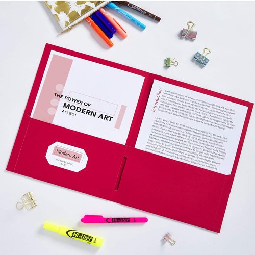 Avery Two Pocket Folders - Holds Up to 40 Sheets with Business Card Slot | 25 Red Folders (47989)