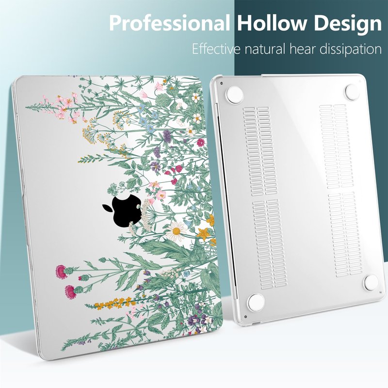 TWOLSKOO for MacBook Air 15 inch Case 2026 2025 2024 2023 Release M5 A3448 M4 A3241 M3 A3114 M2 A2941, Plastic Hard Shell & Screen Protector & Keyboard Cover & Trackpad Film, Botanical Illustration