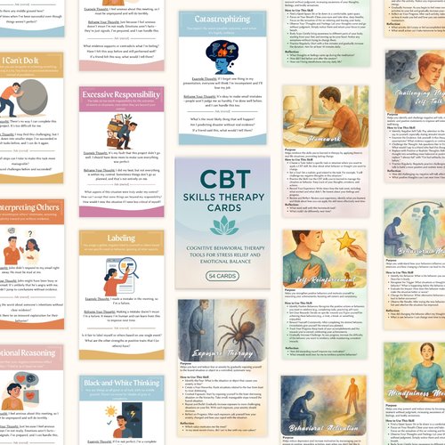 Cognitive Behavioral Therapy Cards, CBT Tools for Anxiety Relief, Coping Skills for Teens, Mental Health, Group Therapy Activities, Cognitive Psychology, CBT Games for Therapists