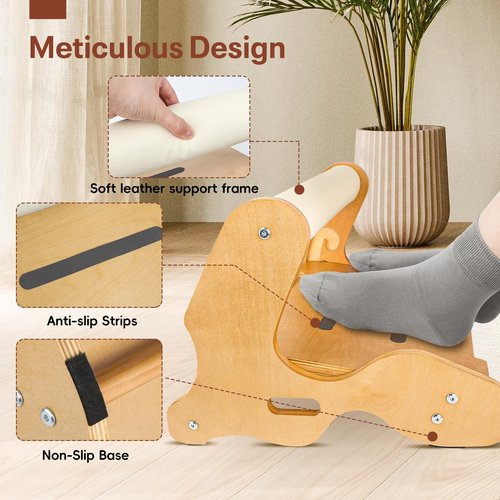 Wisreach Wooden Under Desk Footrest – Ergonomic Foot Rest with 3 Height Options & Adjustable, Anti-Slip Surface and Soft Crossbar Foot Rest for Under Desk at Work for Improved Posture, Home & Office