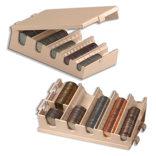 BankSupplies Clamshell Coin Holder Storage Box - Coin Sorter - Small & Portable - Durable Build - Easy Counting - Great for Banks, Businesses, Shops & Offices