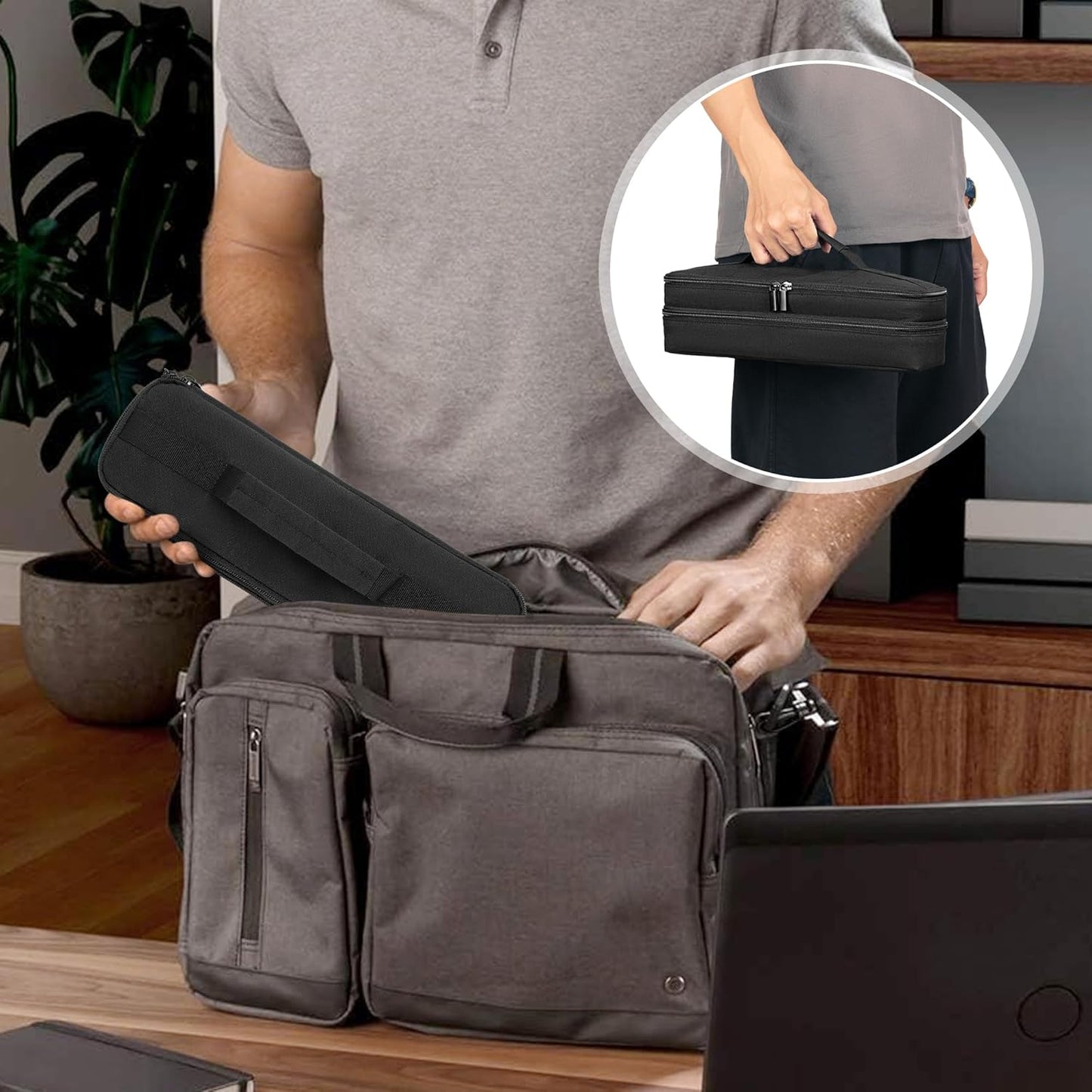 Yarwo Double-Layer Document Scanner Travel Case - Compatible with Brother, Canon, Epson | Black