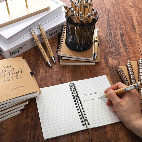 60 Pcs/30 Sets Christian Gifts Bulk Bible Verse Spiral Notebook and Pen Prayer Journal Religious Scripture Notepad Inspirational Gifts for Back to School, Bible Study Groups & Church Families