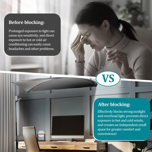 BALAPET Large Office Cubicle and Desk Shade, 360-Degree Swivel Adjustable Position Cubicle Light Shield, Designed for Light Sensitive Worker, Ideal Shade for Office Cubicles and Desks