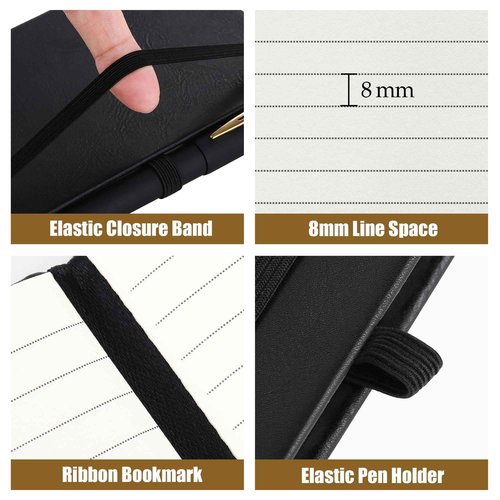 KOGGON 50 Pack Pocket Notebook Journals with Pens, 160 Pages, 3.5x5.5 Inches, A6 Mini Notebooks Small Journals College Ruled Hardcover Notebook PU Leather Notepad with Pen Holder for Office School