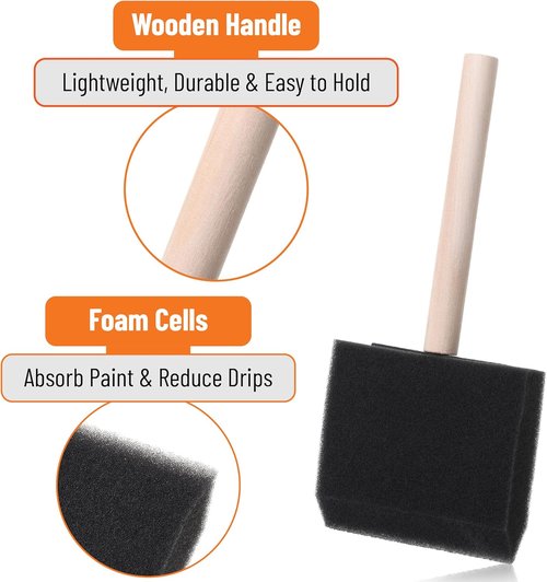 Bates Foam Paint Brushes - 3-Inch, 24 Pack for Effortless Painting, Staining & Mod Podge Projects