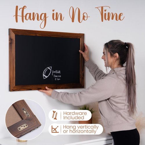 Loddie Doddie Magnetic Chalkboard - 20 x 30 Rustic Frame - Easy-to-Erase Large Blackboard for Wall Decor & Kitchen, Hanging Display - Chalk Board