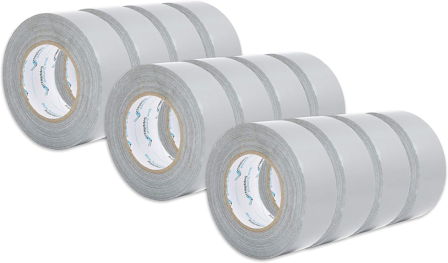 Blue Summit Supplies Duct Tape - 12 Pack, Tear by Hand Design, Silver, 7.3mil Thickness, 60 Yards Each