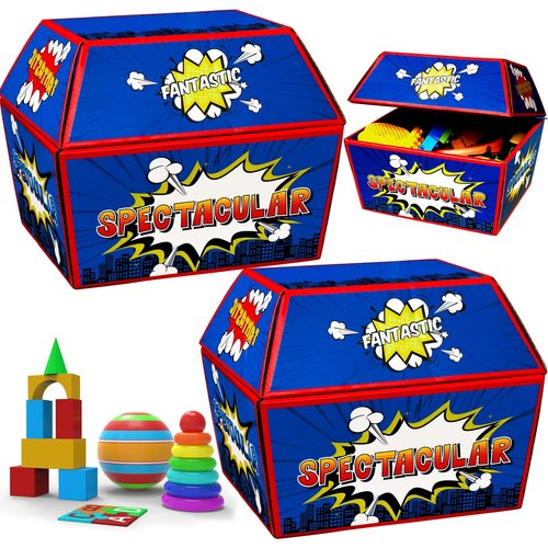 Estune 6 Pcs Hero Treasure Box for Classroom Bulk Large Treasure Box Chest Foldable Cardboard Treasure Box Classroom Prizes Storage Box for Student Teacher Classroom Office Supplies