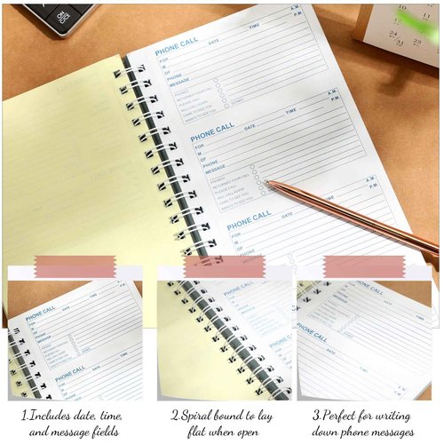 Sinmoe 10 Pcs Phone Message Book 2 Part Carbonless Message Pads 5-1/2" x 11" Spiral Bound Cover 400 Sets Per Book 4 Messages Per Page Phone Message Forms Book Telephone Message for Office