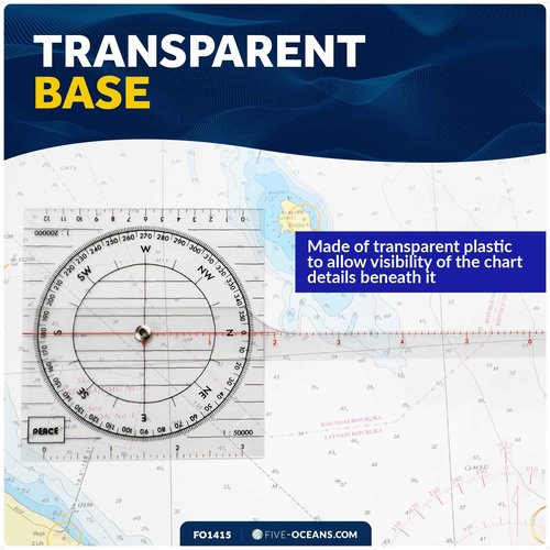 Five Oceans One-Arm Protractor for Navigations Charts - Nautical Protractor, Course Protractor - Chart Protractor Tool - FO1415