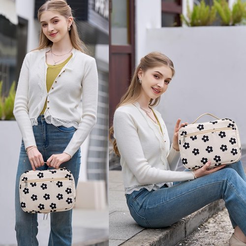 FADOVYE Bible Case for Women, Bible Covers Bible Carrying Book Case for Women Girls with Detachable Shoulder Strap and Durable Handle, Bible Gift Bible Protective Bag with Multi-Pockets, Floral