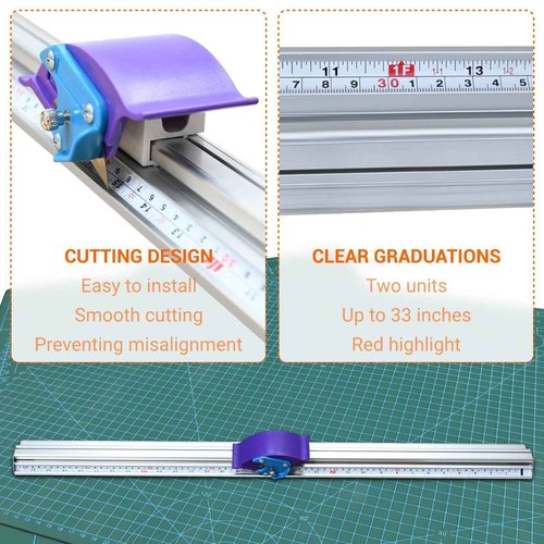 nutoniz 27 1/2" Manual Paper Trimmer with Double Scale Ruler, Precision Sliding Cutter for KT Board, Photo Paper, PVC & PET, Includes 30 Extra Blades