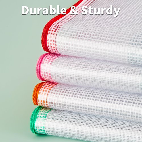 JARLINK A3 (16.9x12.4 in, 24 Pcs) Mesh Zipper Pouch, 12 Colors Extra Large Zipper Bags, Waterproof File Pouches for Office Supplies, Puzzles, Board Game, School, Travel Accessories & Craft Projects