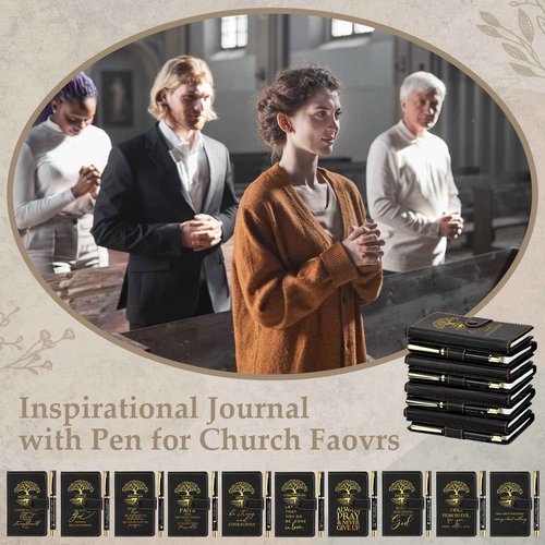 Spakon 20 Sets Christian Gifts Bulk Church Leather Notebook with Pen Pastor Appreciation Gifts Clergy Sunday School Teacher Prayer Journal Religious Bible Study Supplies (English Tree of Life)