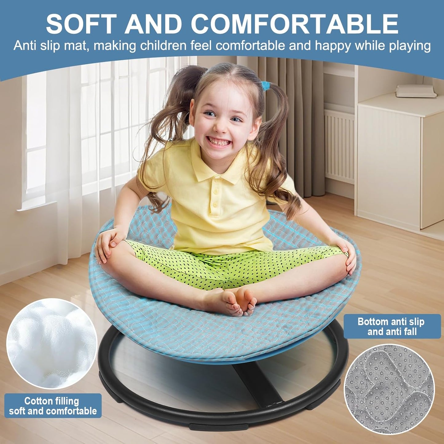 Skiennix Anti-Slip Seat Cushion - Double-Layered Thick Padding for Swivel Chairs | Ideal Comfort & Support
