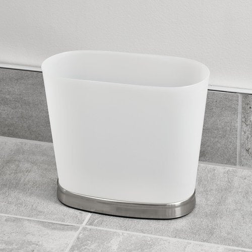 iDesign Small Bathroom Trash Can-Set of 2-Frost/Brushed Nickel Gina Oval Wastecan M2