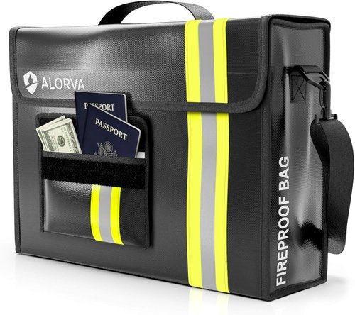 Fireproof & Waterproof Document Bag by Upgraded - Lockable 17”x 12”x 5” with Wallet Protector | Reflective for Easy Night Visibility