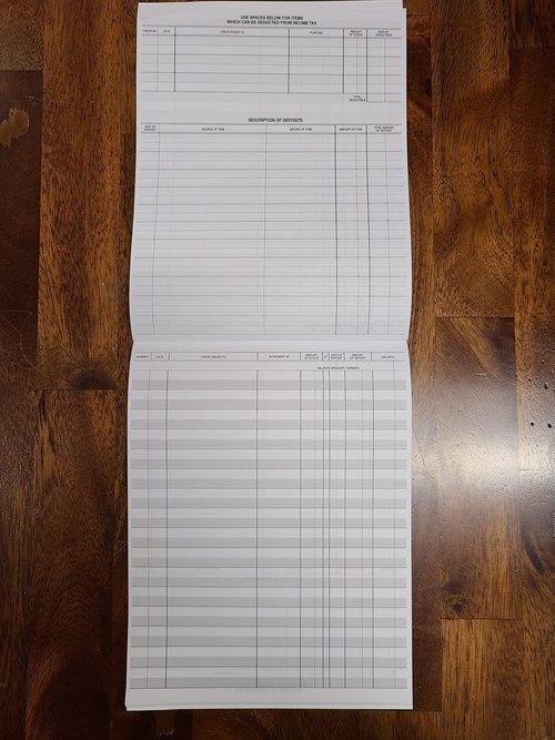 Pack of 5 Premium Check Registers for Deskbook Checks, Secretary Desk Register, Size: 6 3/8 x 8 1/4