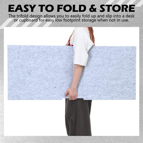Dunzoom Large Desk Dividers for Students 47.3 x 15.7 Inch Acoustic Portable Fold Classroom Table Privacy Felt Boards for Workstation Office Home Furniture Partitions and Dividers, Grey