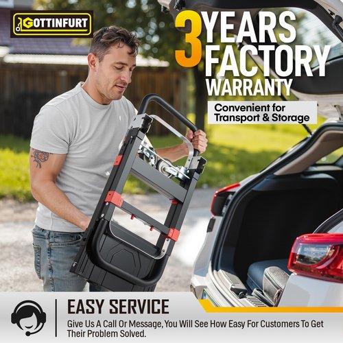 2025 Upgraded Convertible Hand Truck Dolly Heavy Duty, 3 in 1 Fodalble Cart 500 Lbs, Folding Hand Truck Dolly with Brake Wheels, Anti-Slip Strip & 2 Elastic Ropes for Luggage Office Home Use